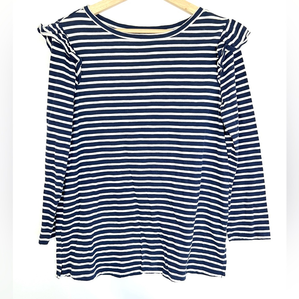 Old Navy, Navy and White Striped Long Sleeve Top, Large
